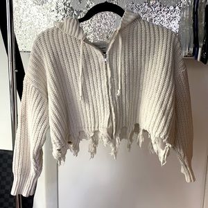 Fashion Nova Say My Name Cropped Sweater | White